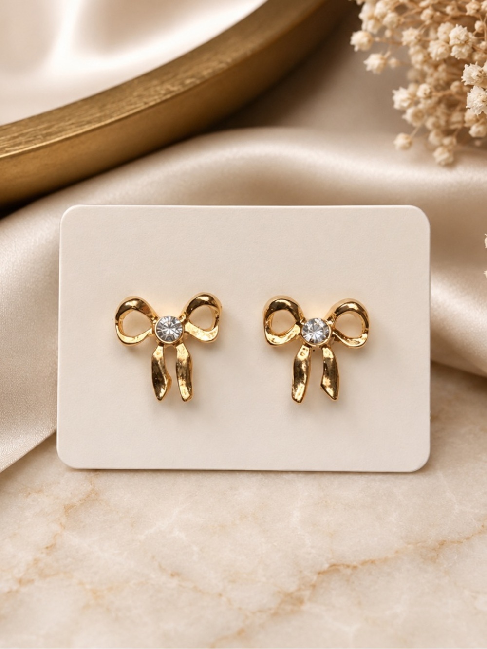 Gold Bow Stud  Earrings
